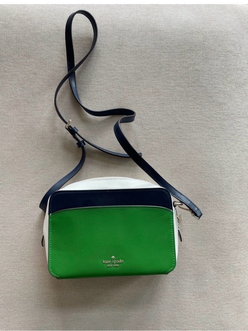 kate spade Green, White & Navy Leather Crossbody Bag